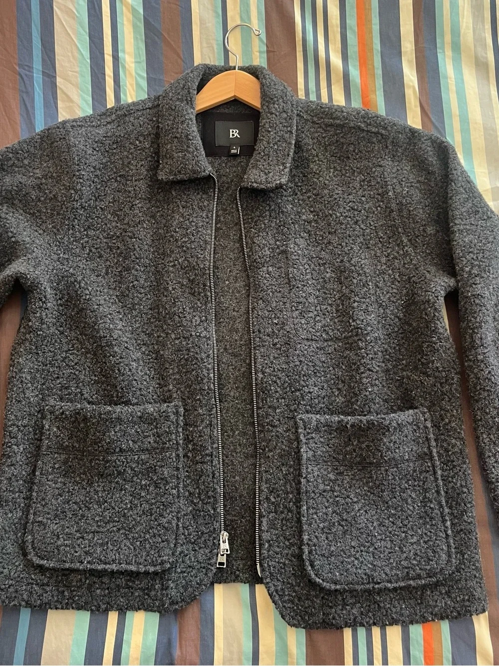 Banana Republic Dark Gray Sherpa Zip Shirt Jacket